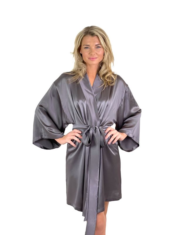Kimono i silke - koksgrå