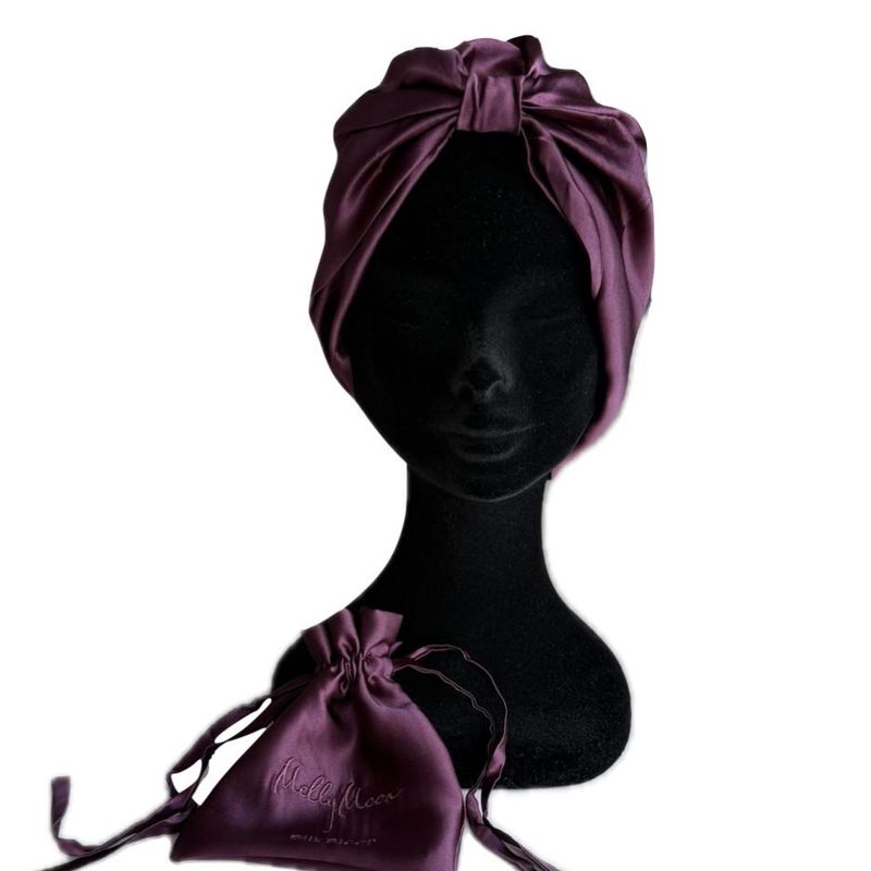Sove turban i silke-plomme