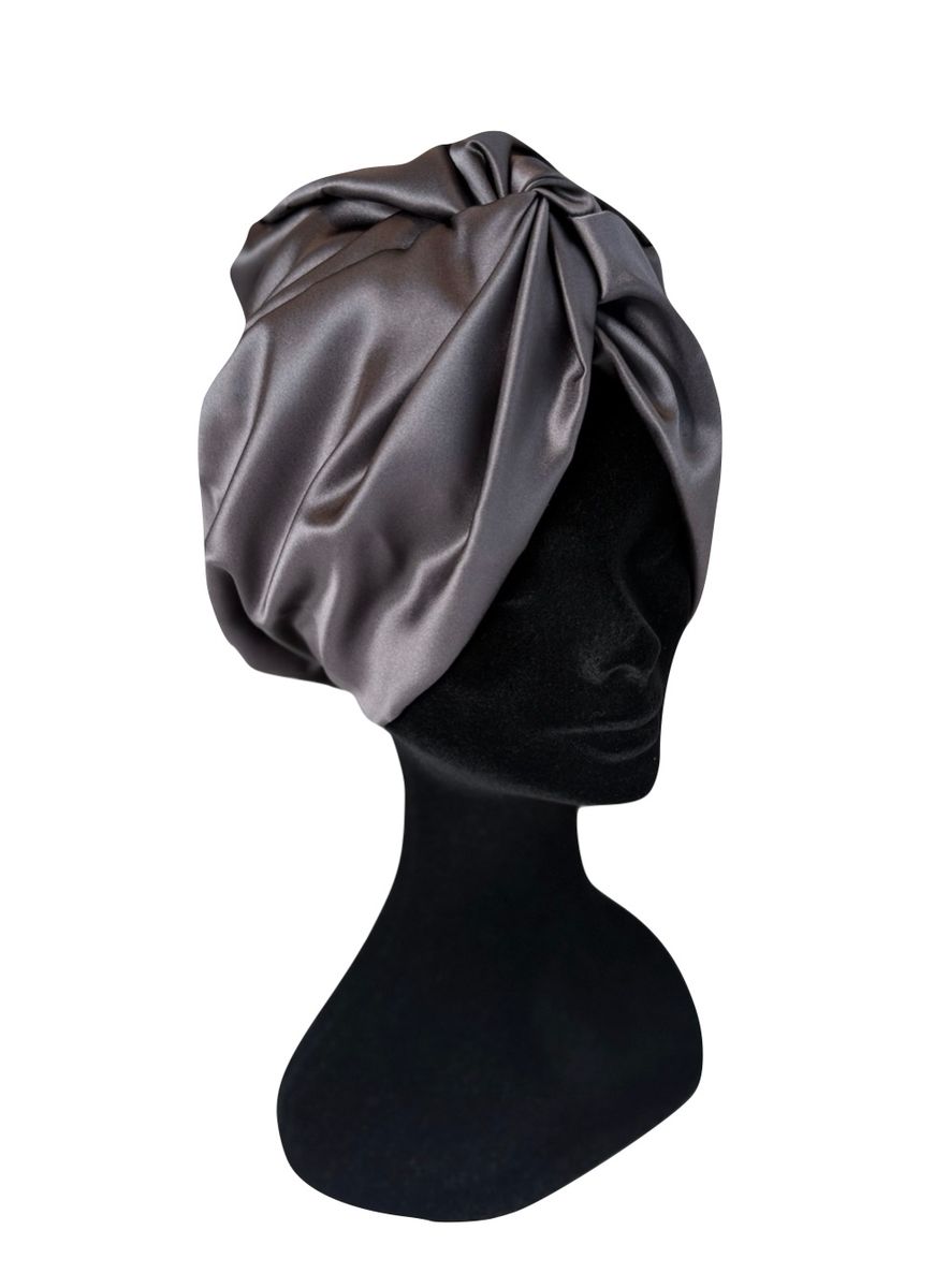 Silke turban - dobbelt silke - koksgrå