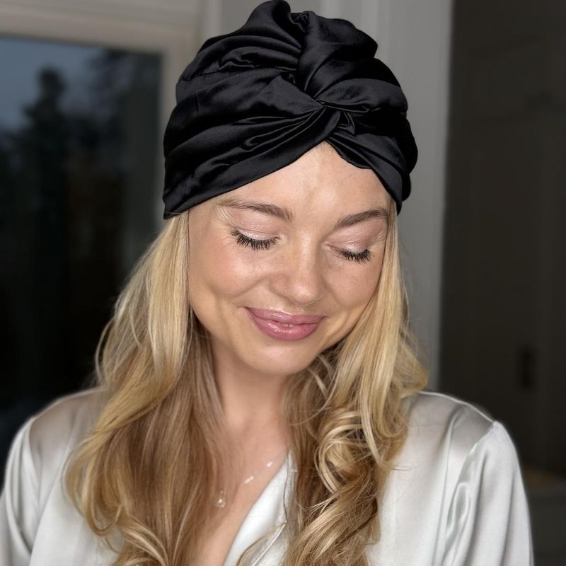 Silke turban - dobbelt silke - sort